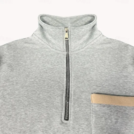 Best OUKU Men's Sweatshirt Quarter Zip Sweatshirt Black Army Green Red Navy Blue Light Grey Half Zip Plain Pocket Sports & Outdoor Daily Holiday Casual Tactical Spring & Fall Clothing Apparel Hoodies