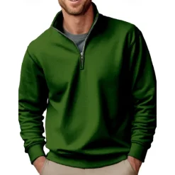 Sale OUKU Men's Sweatshirt Quarter Zip Sweatshirt Black White Red Blue Green Half Zip Plain Sports & Outdoor Daily Holiday Polyester Streetwear Casual Spring & Fall Clothing Apparel Hoodies Sweatshirts Long