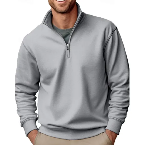 Sale OUKU Men's Sweatshirt Quarter Zip Sweatshirt Black White Red Blue Green Half Zip Plain Sports & Outdoor Daily Holiday Polyester Streetwear Casual Spring & Fall Clothing Apparel Hoodies Sweatshirts Long