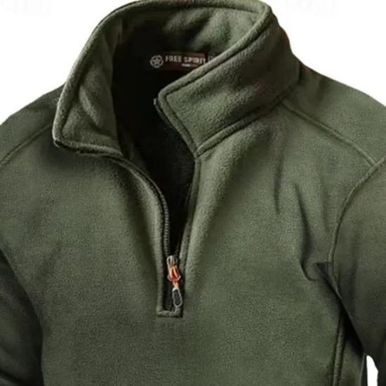 Online OUKU Men's Sweatshirt Quarter Zip Sweatshirt Half Zip Plain Zip Up Sports & Outdoor Daily Holiday Polyester Streetwear Basic Casual Spring Fall Clothing Apparel Hoodies Sweatshirts Long Sleeve Army Green
