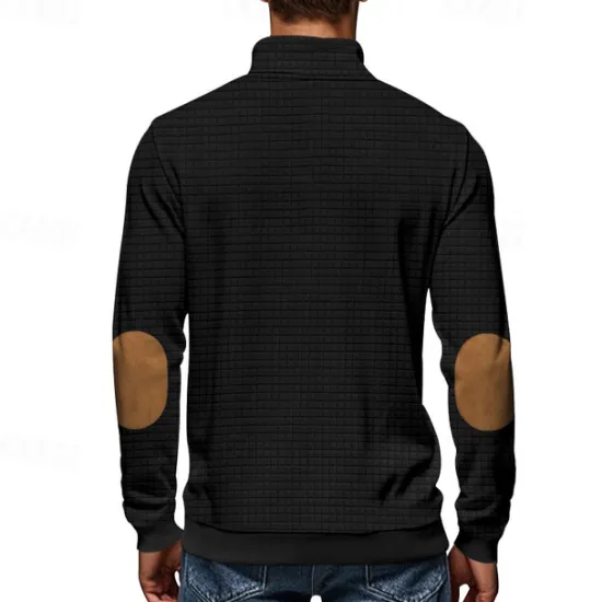 Hot OUKU Men's Sweatshirt Quarter Zip Sweatshirt Black White Navy Blue Light Grey Dark Gray Half Zip Color Block Ribbed Front Pocket Textured Sports & Outdoor Daily Holiday Polyester Streetwear Basic Casual