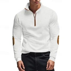 Hot OUKU Men's Sweatshirt Quarter Zip Sweatshirt Black White Navy Blue Light Grey Dark Gray Half Zip Color Block Ribbed Front Pocket Textured Sports & Outdoor Daily Holiday Polyester Streetwear Basic Casual