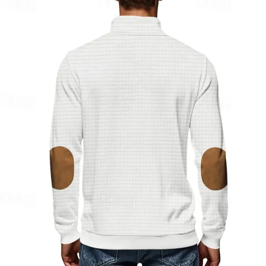 Hot OUKU Men's Sweatshirt Quarter Zip Sweatshirt Black White Navy Blue Light Grey Dark Gray Half Zip Color Block Ribbed Front Pocket Textured Sports & Outdoor Daily Holiday Polyester Streetwear Basic Casual