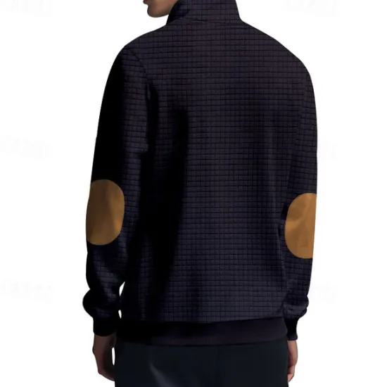 Hot OUKU Men's Sweatshirt Quarter Zip Sweatshirt Black White Navy Blue Light Grey Dark Gray Half Zip Color Block Ribbed Front Pocket Textured Sports & Outdoor Daily Holiday Polyester Streetwear Basic Casual