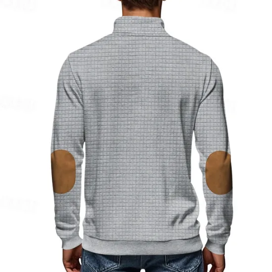 Hot OUKU Men's Sweatshirt Quarter Zip Sweatshirt Black White Navy Blue Light Grey Dark Gray Half Zip Color Block Ribbed Front Pocket Textured Sports & Outdoor Daily Holiday Polyester Streetwear Basic Casual