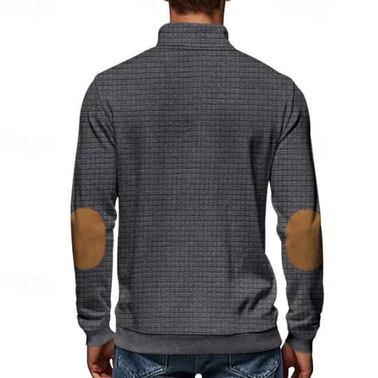Hot OUKU Men's Sweatshirt Quarter Zip Sweatshirt Black White Navy Blue Light Grey Dark Gray Half Zip Color Block Ribbed Front Pocket Textured Sports & Outdoor Daily Holiday Polyester Streetwear Basic Casual