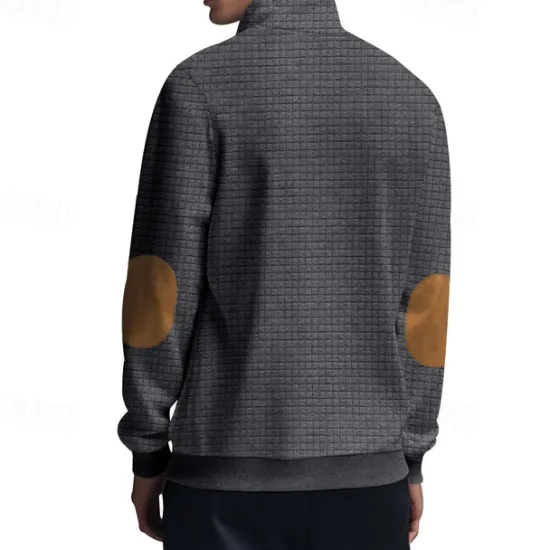 Hot OUKU Men's Sweatshirt Quarter Zip Sweatshirt Black White Navy Blue Light Grey Dark Gray Half Zip Color Block Ribbed Front Pocket Textured Sports & Outdoor Daily Holiday Polyester Streetwear Basic Casual