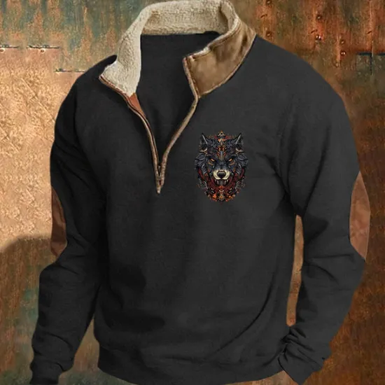Outlet OUKU Men's Sweatshirt Quarter Zip Sweatshirt Black Navy Blue Khaki Gray Half Zip Plain Sports & Outdoor Daily Holiday Streetwear Cool Retro Winter Spring & Fall Clothing Apparel Hoodies Sweatshirts