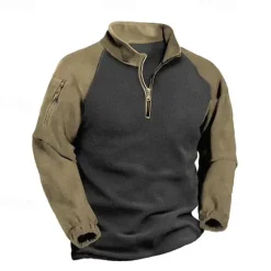 Clearance OUKU Men's Sweatshirt Quarter Zip Sweatshirt Army Green Navy Blue Half Zip Color Block Patchwork Sports & Outdoor Daily Holiday Streetwear Basic Casual Fall & Winter Clothing Apparel Hoodies Sweatshirts