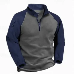 Clearance OUKU Men's Sweatshirt Quarter Zip Sweatshirt Army Green Navy Blue Half Zip Color Block Patchwork Sports & Outdoor Daily Holiday Streetwear Basic Casual Fall & Winter Clothing Apparel Hoodies Sweatshirts