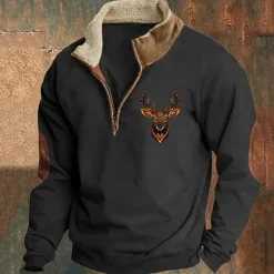 Best OUKU Men's Sweatshirt Quarter Zip Sweatshirt Black Navy Blue Khaki Gray Half Zip Plain Sports & Outdoor Daily Holiday Streetwear Cool Retro Winter Spring & Fall Clothing Apparel Hoodies Sweatshirts
