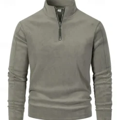 Discount OUKU Men's Sweatshirt Quarter Zip Sweatshirt Black Brown Green Dark Gray Half Zip Plain Sports & Outdoor Daily Holiday Polyester Streetwear Basic Casual Fall & Winter Clothing Apparel Hoodies Sweatshirts