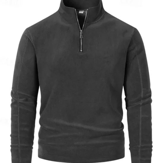 Discount OUKU Men's Sweatshirt Quarter Zip Sweatshirt Black Brown Green Dark Gray Half Zip Plain Sports & Outdoor Daily Holiday Polyester Streetwear Basic Casual Fall & Winter Clothing Apparel Hoodies Sweatshirts