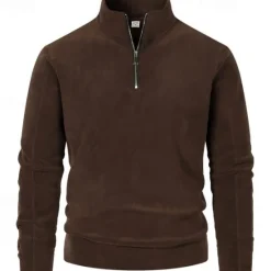 Discount OUKU Men's Sweatshirt Quarter Zip Sweatshirt Black Brown Green Dark Gray Half Zip Plain Sports & Outdoor Daily Holiday Polyester Streetwear Basic Casual Fall & Winter Clothing Apparel Hoodies Sweatshirts