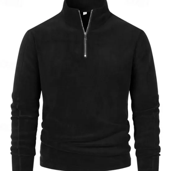 Discount OUKU Men's Sweatshirt Quarter Zip Sweatshirt Black Brown Green Dark Gray Half Zip Plain Sports & Outdoor Daily Holiday Polyester Streetwear Basic Casual Fall & Winter Clothing Apparel Hoodies Sweatshirts
