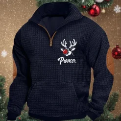 Sale OUKU Men's Sweatshirt Quarter Zip Sweatshirt Black White Navy Blue Khaki Light Grey Half Zip Plain Christmas Sports & Outdoor Daily Christmas Streetwear Cool Winter Spring & Fall Clothing Apparel Hoodies