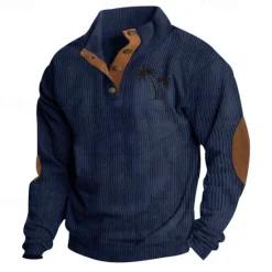 Discount OUKU Men's Sweatshirt Quarter Zip Sweatshirt Black White Navy Blue Green Half Zip Color Block Tree Sports & Outdoor Daily Holiday Polyester Corduroy Streetwear Basic Casual Fall & Winter Clothing Apparel