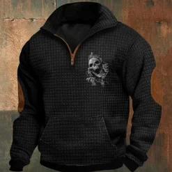 Outlet OUKU Men's Sweatshirt Quarter Zip Sweatshirt Black Gray Half Zip Plain Sports & Outdoor Daily Holiday Streetwear Cool Retro Winter Spring & Fall Clothing Apparel Hoodies Sweatshirts Long Sleeve