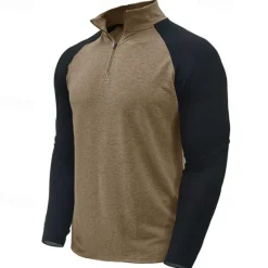 New OUKU Men's Sweatshirt Quarter Zip Sweatshirt White Red Royal Blue Blue Green Half Zip Color Block Patchwork Sports & Outdoor Daily Holiday Streetwear Basic Casual Spring & Fall Clothing Apparel Hoodies