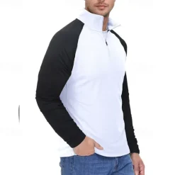 New OUKU Men's Sweatshirt Quarter Zip Sweatshirt White Red Royal Blue Blue Green Half Zip Color Block Patchwork Sports & Outdoor Daily Holiday Streetwear Basic Casual Spring & Fall Clothing Apparel Hoodies