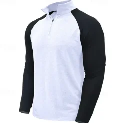 New OUKU Men's Sweatshirt Quarter Zip Sweatshirt White Red Royal Blue Blue Green Half Zip Color Block Patchwork Sports & Outdoor Daily Holiday Streetwear Basic Casual Spring & Fall Clothing Apparel Hoodies