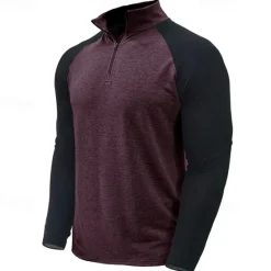 New OUKU Men's Sweatshirt Quarter Zip Sweatshirt White Red Royal Blue Blue Green Half Zip Color Block Patchwork Sports & Outdoor Daily Holiday Streetwear Basic Casual Spring & Fall Clothing Apparel Hoodies