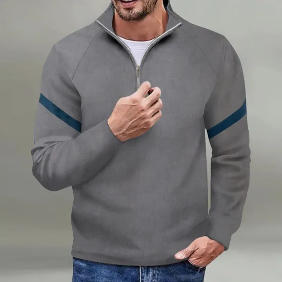 Sale OUKU Men's Sweatshirt Quarter Zip Sweatshirt Black Red Navy Blue Blue Orange Half Zip Color Block Sports & Outdoor Daily Holiday Polyester Streetwear Basic Casual Spring & Fall Clothing Apparel Hoodies