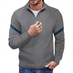Sale OUKU Men's Sweatshirt Quarter Zip Sweatshirt Black Red Navy Blue Blue Orange Half Zip Color Block Sports & Outdoor Daily Holiday Polyester Streetwear Basic Casual Spring & Fall Clothing Apparel Hoodies