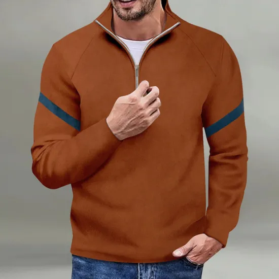 Sale OUKU Men's Sweatshirt Quarter Zip Sweatshirt Black Red Navy Blue Blue Orange Half Zip Color Block Sports & Outdoor Daily Holiday Polyester Streetwear Basic Casual Spring & Fall Clothing Apparel Hoodies