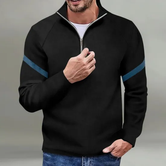 Sale OUKU Men's Sweatshirt Quarter Zip Sweatshirt Black Red Navy Blue Blue Orange Half Zip Color Block Sports & Outdoor Daily Holiday Polyester Streetwear Basic Casual Spring & Fall Clothing Apparel Hoodies
