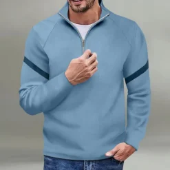 Sale OUKU Men's Sweatshirt Quarter Zip Sweatshirt Black Red Navy Blue Blue Orange Half Zip Color Block Sports & Outdoor Daily Holiday Polyester Streetwear Basic Casual Spring & Fall Clothing Apparel Hoodies