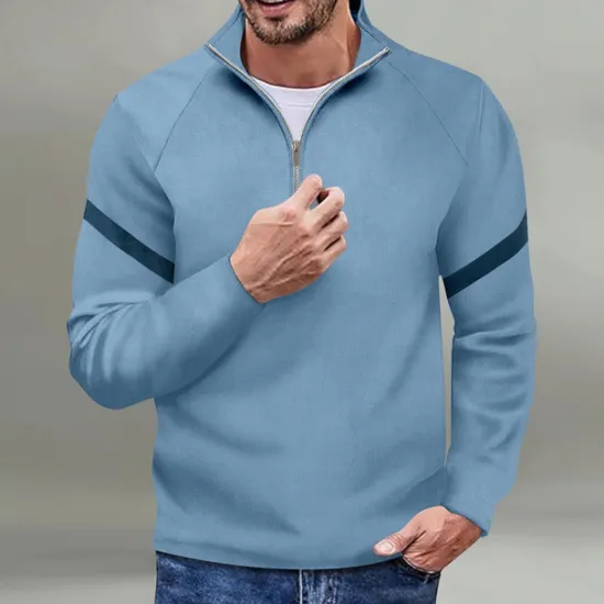 Sale OUKU Men's Sweatshirt Quarter Zip Sweatshirt Black Red Navy Blue Blue Orange Half Zip Color Block Sports & Outdoor Daily Holiday Polyester Streetwear Basic Casual Spring & Fall Clothing Apparel Hoodies
