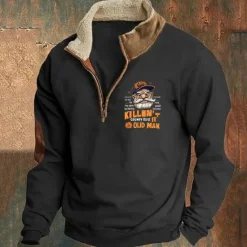 OUKU Men's Sweatshirt Quarter Zip Sweatshirt Black Navy Blue Khaki Gray Half Zip Plain Sports & Outdoor Daily Holiday Streetwear Cool Retro Winter Spring & Fall Clothing Apparel Hoodies Sweatshirts