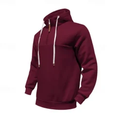 New OUKU Men's Sweatshirt Quarter Zip Sweatshirt Apricot Black White Wine Navy Blue Half Zip Plain Drawstring Sports & Outdoor Daily Holiday Polyester Streetwear Basic Casual Spring & Fall Clothing Apparel