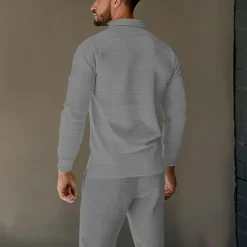 Hot OUKU Men's Sweatshirt Tracksuit Sweatsuit Black Royal Blue Khaki Gray Lapel Plain 2 Piece Sports & Outdoor Daily Holiday Streetwear Basic Casual Spring & Fall Clothing Apparel Hoodies Sweatshirts