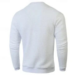 Hot OUKU Men's Sweatshirt Waffle Sweatshirt Black White Army Green Khaki Dark Gray Crew Neck Plain Ribbed Textured Knit-texture Sports & Outdoor Daily Holiday Polyester Streetwear Basic Casual Spring & Fall