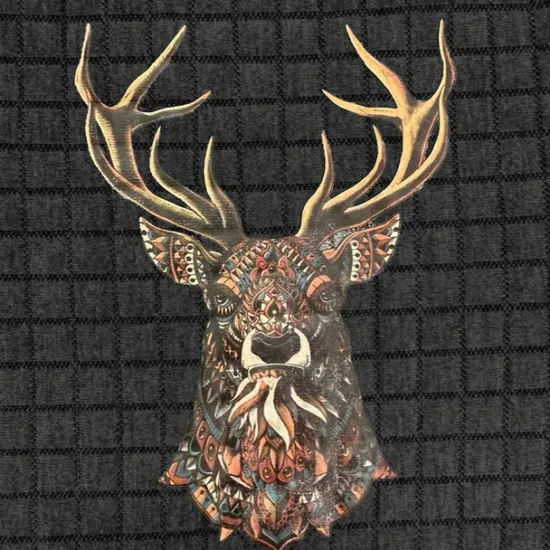 Online OUKU Men's Sweatshirt Waffle Sweatshirt Quarter Zip Sweatshirt Black White Navy Blue Khaki Half Zip Reindeer Print Christmas Daily Holiday Polyester Streetwear Casual Bavarian Spring & Fall Dark Gray