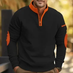 Outlet OUKU Men's Sweatshirt Zip Sweatshirt Tactical Black Dark Gray Gray Standing Collar Color Block Sports & Outdoor Daily Holiday Streetwear Basic Casual Spring & Fall Clothing Apparel Hoodies Sweatshirts