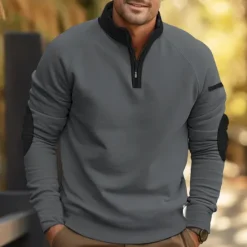 Outlet OUKU Men's Sweatshirt Zip Sweatshirt Tactical Black Dark Gray Gray Standing Collar Color Block Sports & Outdoor Daily Holiday Streetwear Basic Casual Spring & Fall Clothing Apparel Hoodies Sweatshirts