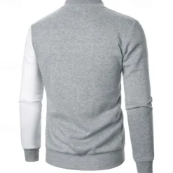 New OUKU Men's Sweatshirt Zip Up Hoodie Full Zip Sweatshirt Black White Wine Navy Blue Khaki Standing Collar Color Block Zip Up Patchwork Sports & Outdoor Daily Holiday Polyester Streetwear Basic Casual