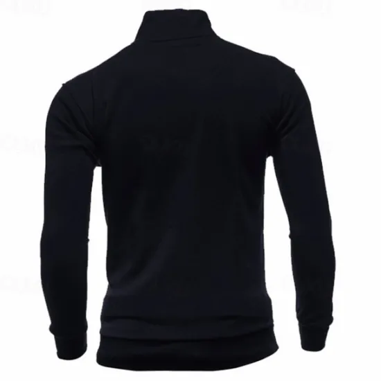 Outlet OUKU Men's Sweatshirt Zip Up Hoodie Full Zip Sweatshirt Black Wine Army Green Navy Blue Light Grey Standing Collar Plain Zip Up Sports & Outdoor Daily Holiday Polyester Streetwear Basic Casual Spring