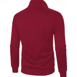 Outlet OUKU Men's Sweatshirt Zip Up Hoodie Full Zip Sweatshirt Black Wine Army Green Navy Blue Light Grey Standing Collar Plain Zip Up Sports & Outdoor Daily Holiday Polyester Streetwear Basic Casual Spring