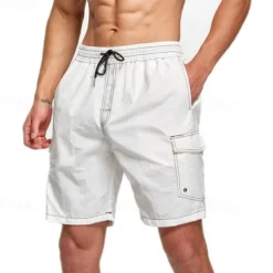 Sale OUKU Men's Swim Shorts Board Shorts Swim Trunks Solid / Plain Color Quick dry Breathable Drawstring Elastic Waist Vacation Beach Hawaiian Casual Black White