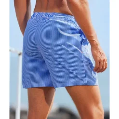 Best OUKU Men's Swim Shorts Board Shorts Swim Trunks Coconut Tree Stripes Quick dry Breathable Drawstring Elastic Waist With Compression Liner Vacation Beach Hawaiian Casual Blue Green