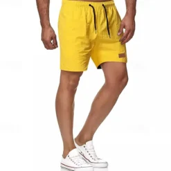 New OUKU Men's Swim Shorts Shorts Summer Shorts Casual Shorts Pocket Drawstring Elastic Waist Plain Comfort Breathable Short Outdoor Vacation Sport Casual Black White