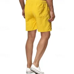 New OUKU Men's Swim Shorts Shorts Summer Shorts Casual Shorts Pocket Drawstring Elastic Waist Plain Comfort Breathable Short Outdoor Vacation Sport Casual Black White