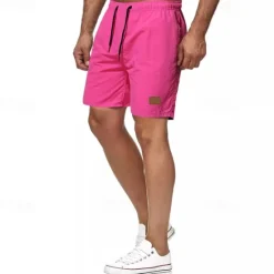 New OUKU Men's Swim Shorts Shorts Summer Shorts Casual Shorts Pocket Drawstring Elastic Waist Plain Comfort Breathable Short Outdoor Vacation Sport Casual Black White