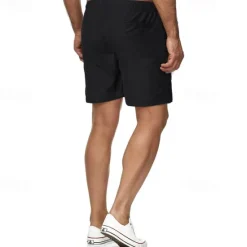New OUKU Men's Swim Shorts Shorts Summer Shorts Casual Shorts Pocket Drawstring Elastic Waist Plain Comfort Breathable Short Outdoor Vacation Sport Casual Black White