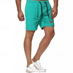 New OUKU Men's Swim Shorts Shorts Summer Shorts Casual Shorts Pocket Drawstring Elastic Waist Plain Comfort Breathable Short Outdoor Vacation Sport Casual Black White