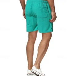 New OUKU Men's Swim Shorts Shorts Summer Shorts Casual Shorts Pocket Drawstring Elastic Waist Plain Comfort Breathable Short Outdoor Vacation Sport Casual Black White